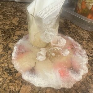 Floral Cream and Pink Napkin Holder
